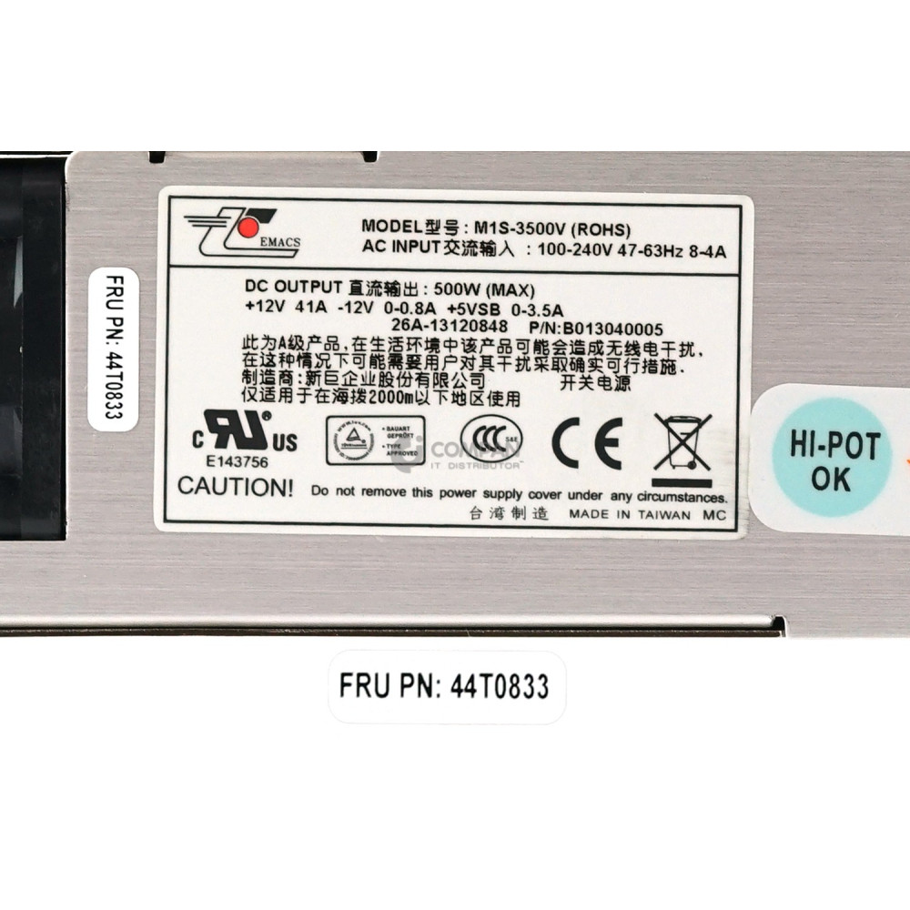 44T0833 IBM 500W POWER SUPPLY FOR IBM LENOVO FLASHSYSTEM 710 810